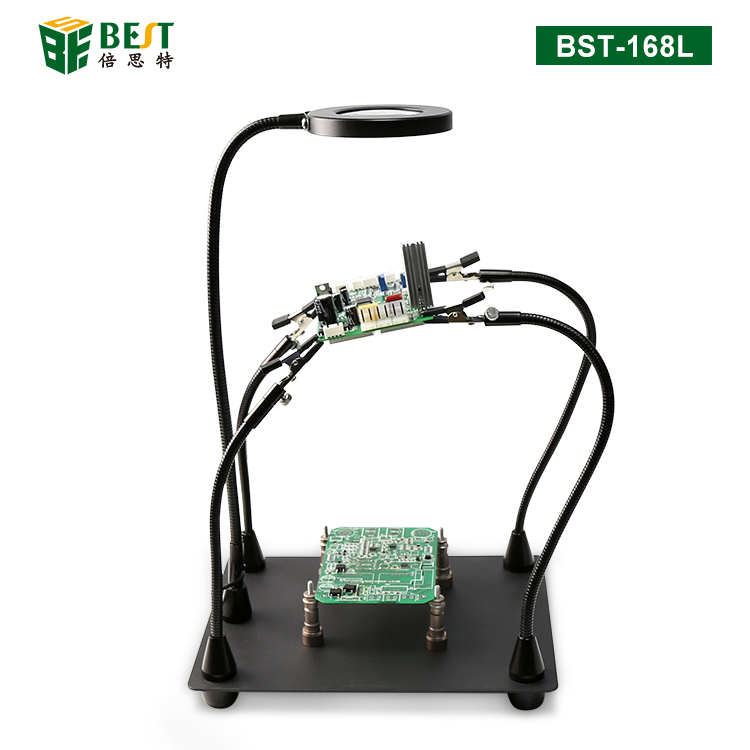 BST-168L 焊接放大鏡 臺式手機(jī)電路板維修專用輔助夾具 帶燈照明工作臺燈